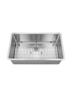 Single Handmade Sink 16G 32"x19"x10" with Grid and a Strainer R10mm