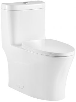 One Piece Oval Toilet with Soft Closing Seat and Dual Flush Height 29 7/10"