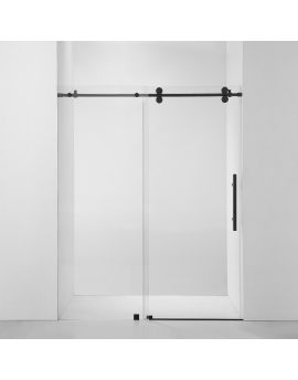 Frameless Shower Door (10mm) Thick Tempered Glass 60"W x 76"H Matte Black