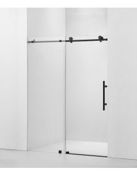 Frameless Shower Door (10mm) Thick Tempered Glass 60"W x 76"H --- 2 Wheels Round Matte Black