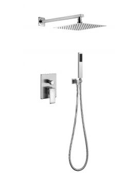 Concealed Shower System with 10" Square Rainfall Shower Head (Chrome)