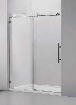 Frameless shower door (10mm)thick tempered glass 60"W x 76"H Chrome