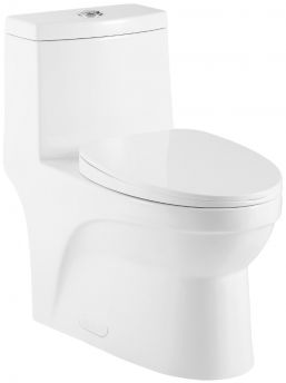 One Piece Oval Toilet with Soft Closing Seat and Dual Flush Height 27 4/5"