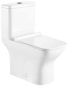 One Piece Square Toilet with Soft Closing Seat and Dual Flush Height 29 9/10"