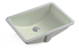 Ceramic square Ivory undermount sink 20 7/8"L x 14 3/4"W x 8 3/8"H