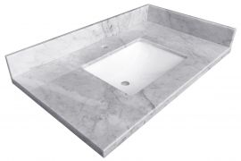 Single Sink Carrara Marble Vanity Top 25.5"x 22.5"x1.5"