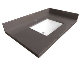 Single Sink Gray Quartz Vanity Top 61.5"x 22.5"x1.5"