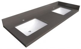 Double Sinks Gray Quartz Vanity Top 73.5"x 22.5"x1.5"