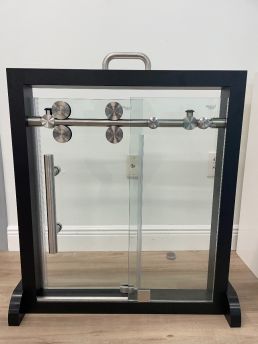 Shower Glass Door 4 Wheels Brushed Nickel Display